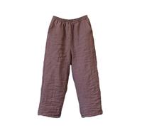 NFYM Damen Winterhose aus warmem Leinen, gesteppt, knöchellang, dick gepolstert, gerade Hose mit Taschen, Kaffee, Einheitsgröße