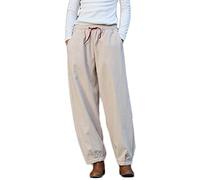 NFYM Damen-Winterhose, Fleece-gefüttert, lässig, Baumwolle, Leinen, elastische Taille, verdickte warme Bloomer-Hose mit Kordelzug, Leinen-Fleece, Einheitsgröße