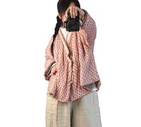 NFYM Einzigartige Kleidung für Damen, gesteppt, Leinen, bedruckt, unregelmäßige Vintage-Wintermäntel, Pink, Einheitsgröße