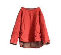 NFYM Gesteppter Damen-Pullover, leichte Jacke, hoher niedriger unregelmäßiger Saum, kurzer Herbst-Wintermantel, Rot/Ausflug, einfarbig (Getaway Solids), Einheitsgröße