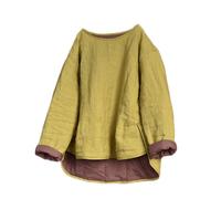 NFYM Gesteppter Damen-Pullover, leichte Jacke, hoher niedriger unregelmäßiger Saum, kurzer Herbst-Wintermantel, Grün / Gelb, Einheitsgröße