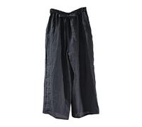 NFYM Lässige breite Hose für Damen, Leinen, elastisch, hohe Taille, Kordelzug, Gürtel, bequeme Hose mit Taschen, Schwarz, Einheitsgröße