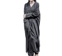 NFYM Langer Damen-Trenchcoat, vorne offen, Kimono, langärmelig, Maxi-Staubwedel mit Taschen, GRAU, Einheitsgröße