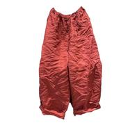 NFYM Natürliche Ramie-Hose für Damen, weites Bein, mit Taschen, elastischer Kordelzug an der Taille, lockere Freizeithose, Rot/Ausflug, einfarbig (Getaway Solids), Einheitsgröße