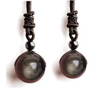 Ngbbby Obsidian-Halskette, 18/20 mm natürliche schwarze Obsidian-Halskette, runde Stein-Anhänger-Halsketten, Schmuck