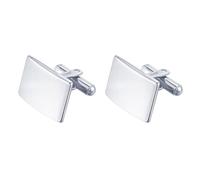 NH11213242 2er Set Manschettenknöpfe Herren Edelstahl Silber od. Schwarz rechteckig elegant Business Hochzeit Hemd Accessoire klassisch modern rostfrei hypoallergen pflegeleicht (Silber)