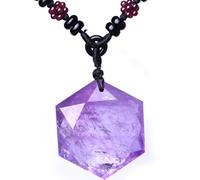 NHDVDVAV Halskette mit Hexagramm-Anhänger aus natürlichem Edelstein, minimalistische Statement-Halskette mit Amethyst, lila Schmuck Geburtstag, Valentinstag oder Muttertag