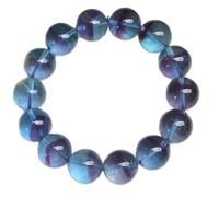 NHDVDVAV Natürliches eisblaues Fluorit-Perlenarmband für Damen, elastisches Kristallperlenarmband, Schmuckgeschenk zum Geburtstag, Valentinstag oder Weihnachten,11mm