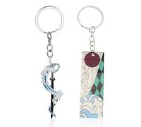 NHPY Anime Schlüsselanhänger,2 Stück Däm0nen Schlüsselanhänger,Anime Keychain Personalisiert Metall Anhänger,Anime Anhänger,Dem0n-Slayer Merch,Dem0n-Slayer Schmuck(A)