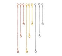 NIANOPKM 9 Stück Edelstahl Halskette Extender Kette Armband Verlängerung Kette KettenverläNgerungen für Fußkette Schmuck Zubehör DIY Schmuckherstellung Damen Frau,Rosegold Golden und Silbern 3 GrößEn