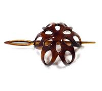 niavida Haarspange Dutt Havanna-Braun mit Haarstab 6,5 cm Höhe 3,5 cm Made in France