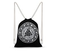 NIBABAEU Rucksack mit Kordelzug, Valknut, Odin, Wikinger-Symbol, große Kapazität, Rucksack, wasserabweisend, Canvas, Sport, Yoga, Turnbeutel für Jungen, Mädchen, Frauen