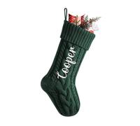NIBESSER Weihnachtsstrumpf Personalisiert Name 46cm große gestrickte Christmas Stockings hängende Familie Weihnachtsstrumpf für Feiertags, Familienparty, Dekoration, Dunkelgrün