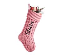 NIBESSER Weihnachtsstrumpf Personalisiert Name 46cm große gestrickte Christmas Stockings hängende Familie Weihnachtsstrumpf für Feiertags, Familienparty, Dekoration, Rosa