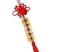 NIBHZ Feng Shui Schlüsselanhänger aus Messingkürbis und chinesischen Münzen, chinesischer Knoten mit 5 Kaisermünzen, Glücksbringer, für Glück, Reichtum, Gesundheit und Erfolg,3 Pieces