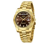 NIBOSI Herrenuhr Armbanduhr Herren Analoge Quarzuhr Edelstahl Uhren für Herren Männer wasserdichte Business Casual Klassiker Watch mit Tag und Datumsanzeige-Gold braun