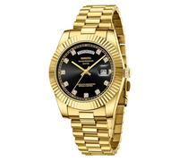NIBOSI Herrenuhr Armbanduhr Herren Analoge Quarzuhr Edelstahl Uhren für Herren Männer wasserdichte Business Casual Klassiker Watch mit Tag und Datumsanzeige-Gold Schwarz