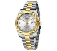 NIBOSI Herrenuhr Armbanduhr Herren Analoge Quarzuhr Edelstahl Uhren für Herren Männer wasserdichte Business Casual Klassiker Watch mit Tag und Datumsanzeige-Gold Silber