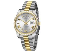 NIBOSI Uhren Herren Edelstahl Uhren für Herren Analoge Quarzuhr Männer wasserdichte Business Casual Klassiker Watch mit Tag und Datumsanzeige(Gold Silver)