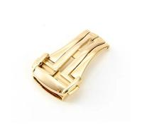 NIBOTT Edelstahl-Schnalle, passend for Omega-Armband aus Leder/Gummi, Metall-Faltschließe, Faltschließe, 16 mm, 18 mm, 20 mm, Zubehör, Werkzeuge(Gold,18mm)