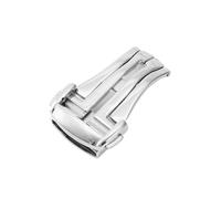 NIBOTT Edelstahl-Schnalle, passend for Omega-Armband aus Leder/Gummi, Metall-Faltschließe, Faltschließe, 16 mm, 18 mm, 20 mm, Zubehör, Werkzeuge(Silver,16mm)