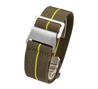 Nice Pies 60er Jahre Französische Truppen Militär-Fallschirm-Uhrenarmband, elastisches Gewebe, Nylon-Uhrenarmband, silberfarbene Schnalle, 20 mm, 21 mm, 22 mm (21 mm, grün mit gelb)