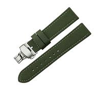 Nice Pies Premium Canvas Nylon Genuine Leather Strap Bracelet Double Press Butterfly Buckle Watch Band for Men's Sports Military Accessories 18/20/22/24mm