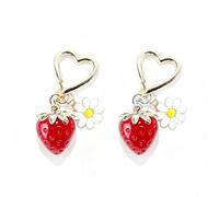 Nicear 2 Stück süße Erdbeer-Schlüsselanhänger, Taschenanhänger, Kawaii-Gänseblümchen-Blumen-Schlüsselanhänger, Zubehör für Handtaschen und Rucksäcke