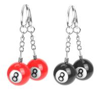 Nicear 4 Stück Billardkugel-Schlüsselanhänger, Schlüsselanhänger, Schwarz, 8 Kugel-Schlüsselanhänger, Billard, kreative Kette, 25 mm, Kunststoff, Schwarz/Rot