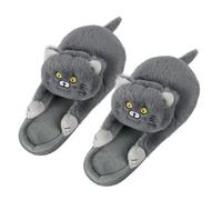 NICEYEA Lustige Katzen-Home-Slippers niedliche Tierform weich und bequem rutschfeste Sohle winterliche wärmende rutschfeste Plüsch-Slippers für Damen und Herren niedliche Katze weicher Plüsch
