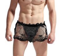 NICEYEA Sissy Herrenunterwäsche Sexy Slips für Herren Spitzenunterwäsche Dreieckige Spitzen-Netzslips Clubwear
