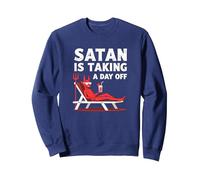 Nicht Heute Satan: Vacationing Devil Sips Cocktail Sweatshirt, Unisex für Erwachsene, Marineblau, XXL