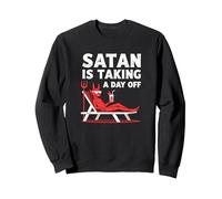 Nicht Heute Satan: Vacationing Devil Sips Cocktail Sweatshirt, Unisex für Erwachsene, Schwarz, XXL