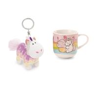 NICI 2-er Bundle Schlüsselanhänger Einhorn Sweety Rainbow 10cm & Tasse 420ml