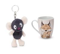 NICI 2-er Bundle Schlüsselanhänger Lemur Ruffi 10cm & Tassr 310ml