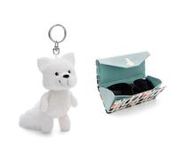 NICI 2-er Bundle Schlüsselanhänger Polarfuchs Vanja 10 cm & Brillenetui 16x6,5x6,5 cm