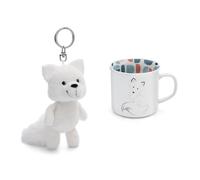 NICI 2-er Bundle Schlüsselanhänger Polarfuchs Vanja 10 cm & Tasse 400ml