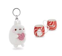 NICI 2-er MOLANG Bundle Schlüsselanhänger Molang mit Schleife 8cm & Tasse 400ml