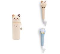 NICI 3-er Bundle Mäppchen und Stiftehalter Katze Angy 18cm, Kugelschreiber Katze Angy & Kugelschreiber Pinguin Waddle 16cm