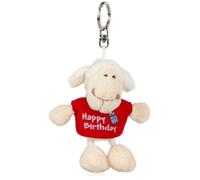NICI 32322 - Schaf weiß T-Shirt Bean Bag Schlüsselanhänger Happy Birthday rot