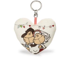NICI 33775 - Plüschherz Jolly Mäh Hochzeitsmotiv 10 cm Schlüsselanhänger mit Musikwerk