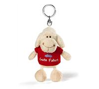 NICI 34038 Schaf weiß T-Shirt rot "Gute Fahrt" 10 cm Schlüsselanhänger