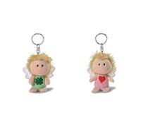 Nici 34553 - Schutzengel, Ich Bring dir Glück, Schlüsselanhänger, 7 cm, grün & 34554 Schutzengel Bin Immer bei dir, Schlüsselanhänger, 7 cm, rosa