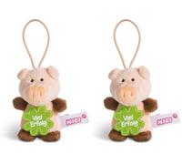 NICI 44864 Anhänger Schwein mit Spruch Viel Erfolg 8cm mit Loop, rosa/braun (Packung mit 2)