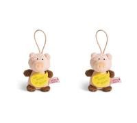 NICI 44869 Anhänger Schwein mit Spruch Ich bringe dir Glück 8cm mit Loop, Rosa/Braun (Packung mit 2)