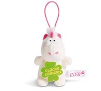 NICI 44985 Anhänger Einhorn Theodor mit Spruch GLÜCKSEINHORN 8cm mit Loop, Weiß/Pink