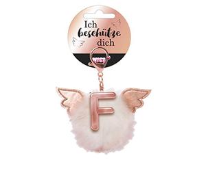 NICI 46975 Taschenanhänger Schutzbommel Buchstabe F, WEIß/Gold