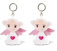 NICI 47060 Schlüsselanhänger Schutzengel „Hab dich lieb“ 9 cm - Glücksbringer Engel - mit Herz - Engel Schlüsselanhänger für Schlüsselband, Schlüsselbund & Schlüsselkette (Packung mit 2)