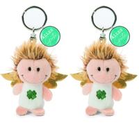 NICI 47523 Schlüsselanhänger Engel mit Kleeblatt Plüsch 7cm Alles Gute, Weiß/Gold (Packung mit 2)