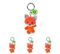 NICI 47534 Schlüsselanhänger Fuchs Plüsch 7cm Kleeblatt-Symbol, Orange/Weiß (Packung mit 4)